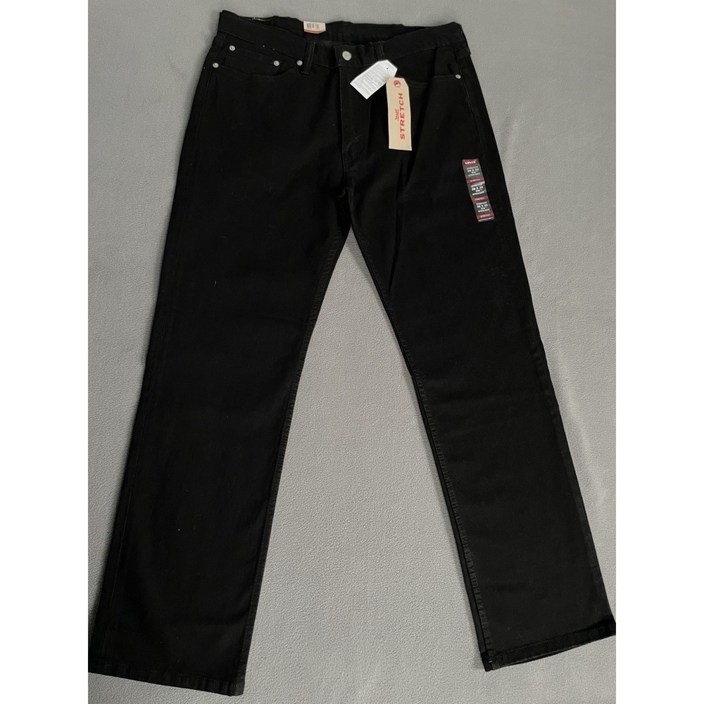 Levi's 514 Jeans Mens 38x32 Black Straight Fit Dark Wash Denim Jeans New Stretch